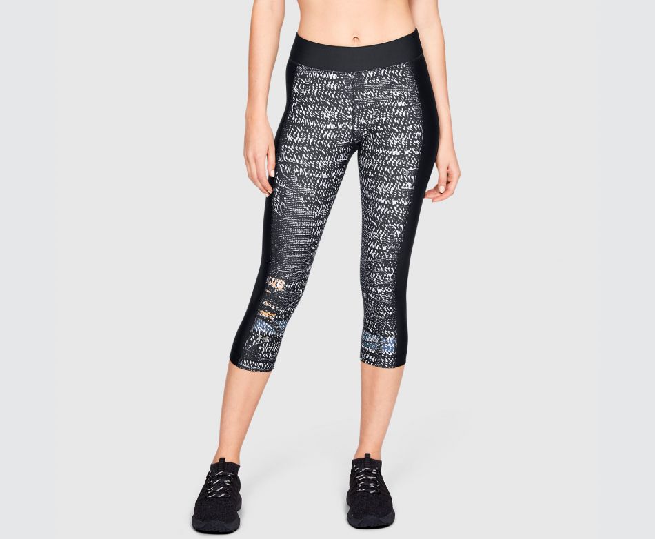 Under Armour  UA HG PRINT ARMOUR CAPRI-BLK